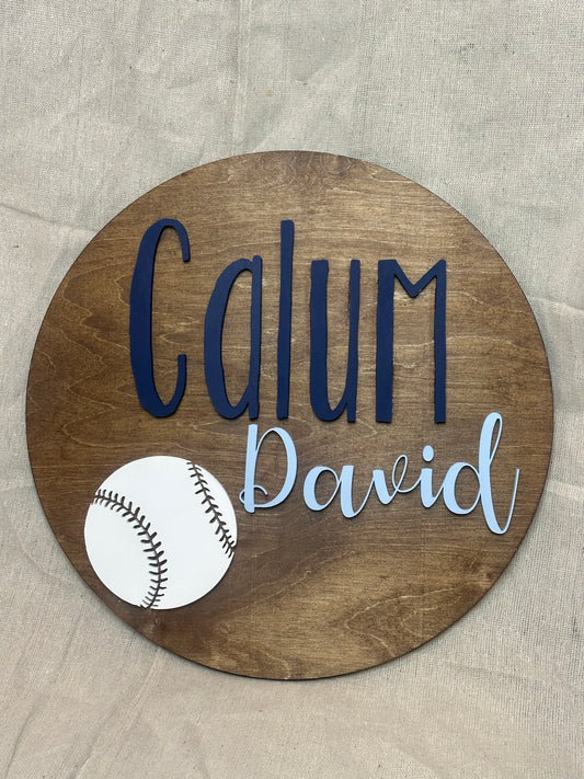 18” Small Baseball Nursery Sign